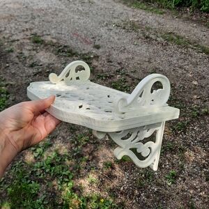 Vintage 1980s Homco Cottagecore White Plastic Filigree Single Wall Shelf